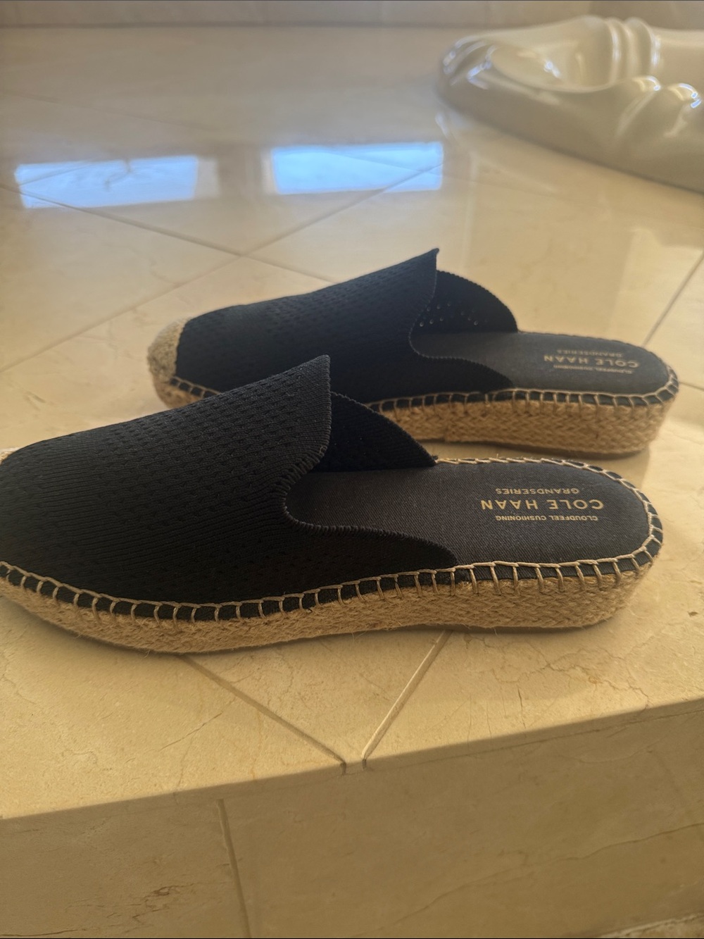 Cole Haan Black Knit Espadrille Slide